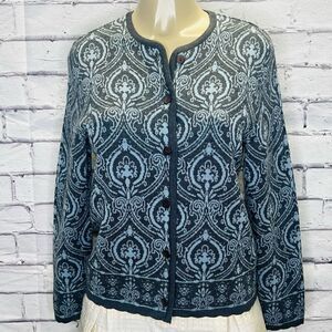 Pendleton Women Merino Wool Damask Tapestry Button Front Cardigan Sweater Small